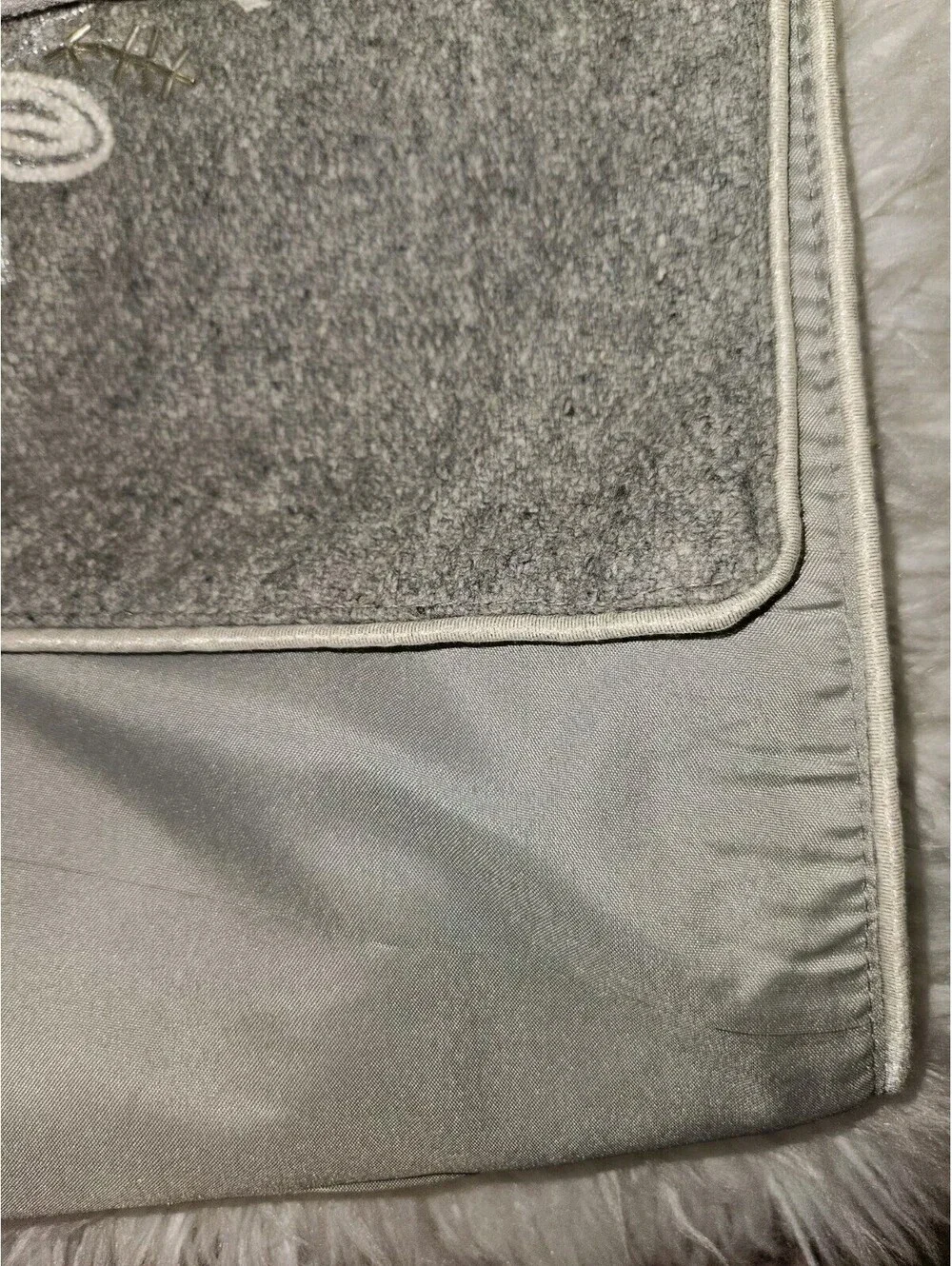 Ridgefield Home Reindeer Leaf 16 X 72 Table Runner Christmas Gray White Beaded